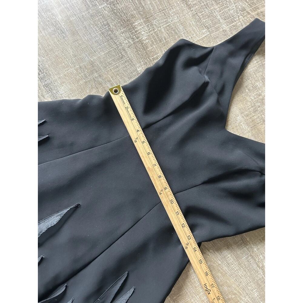 WHBM White House Black Market Black Cocktail Dress 4 LBD V Neck Ruffle Hem - Picture 8 of 12